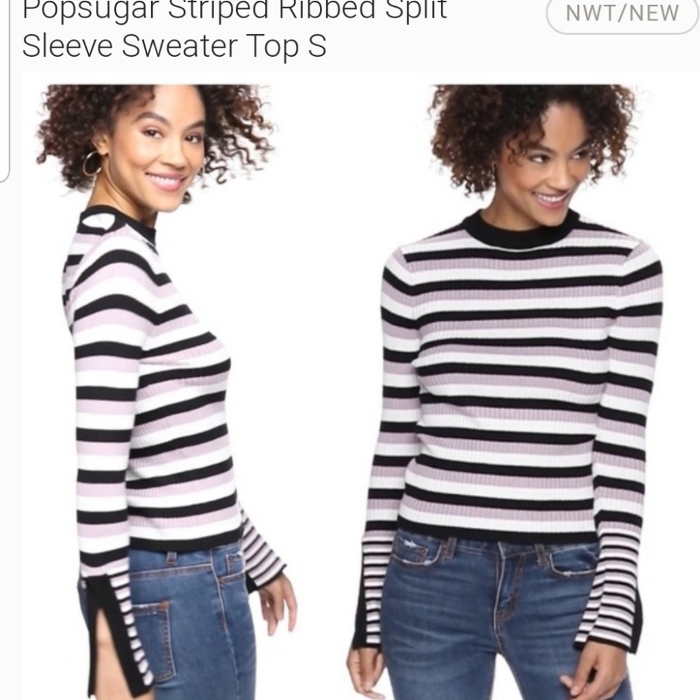 Popsugar slit sleeve 3 toned sweater💕